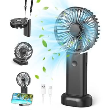 Namouk Ventilateur Portable, Portatif Electrique Fan de Bureau À Pile Ventilateur Silencieux Chambre 5 en 1 Ventilateur Voiture 3 Vitesses pour Voyages, Maquillage,Camping,Bureau À Domicile, Extérieur