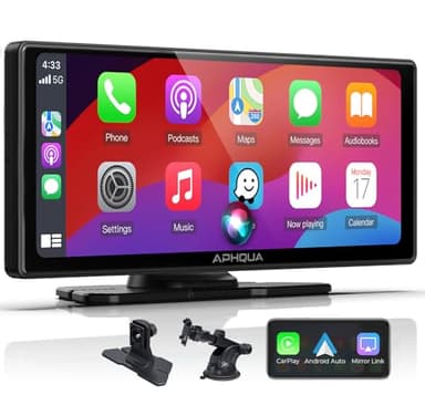 APHQUA 2025 Autoradio CarPlay et Android Auto, Écran Portable ecran carplay Voiture de 10,26'' IPS Carplay avec Écran Tactile, Connectivité Bluetooth, Siri, Navigation GPS, Miroir Link, AUX/FM