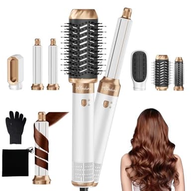 1000W Airbrush Hair Styler Atopskins 6 In 1 Air Styler avec Seche Cheveux Brosse Soufflante, Brushing Brosse Soufflante, Boucleur a Air, Magic Styler pour Donner Du Volume, Boucler