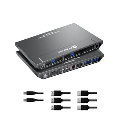 AV Access KVM Switch 2 Computers 2 Monitors DisplayPort 8K@60Hz 4K@165hz/144hz,DP KVM Switch Dual Monitors with USB 3.0 Ports, Audio Out IR Remote, with All Cables