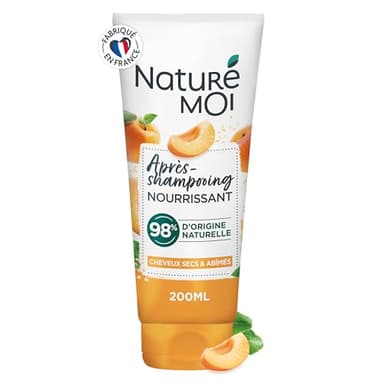 Naturé Moi Après Shampooing Sans Sulfate Nourrissant Démélant, Répare Cheveux Secs, Abîmés Abricot, Huile de Sésame Bio 98% d'Origine Naturelle 200 ml