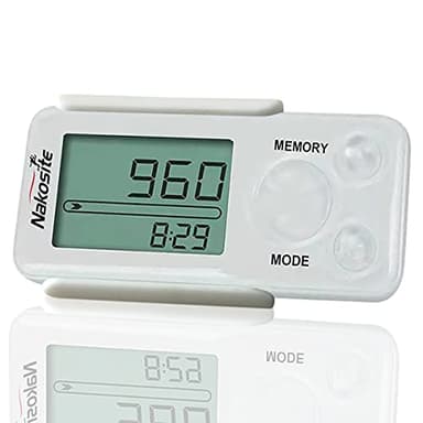 NAKOSITE PEDI2433-NVW Meilleur Podometre Marche Non connecté pour Femme Homme Enfant. Compteur De Pas, Distance, Calories, Clip, Lanière, Pas De Bluetooth