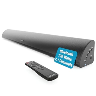 Majority Snowdon Barre de Son TV Bluetooth | 120W 2.1 Barres de Son | Montage Mural Enceintes pour Téléviseur | Soundbar avec Subwoofer Interne | Enceinte TV Télécommande Incluse | Sound Bar Gaming