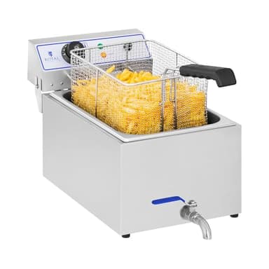 Royal Catering Friteuse Électrique Volume De 17 l Au Total, Dont 11 l D’Huile, 3 000 W, Robinet De Vidange, 60-200 °C, Inox Professionnelle Commerciale