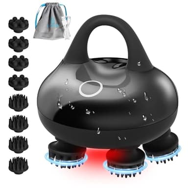 COMFIER masseur de tête électrique avec 8 têtes de massage et 3 modes de massage,masseur de tête portable et étanche IPX7 pour la croissance des cheveux et la relaxation du corps,cadeau homme