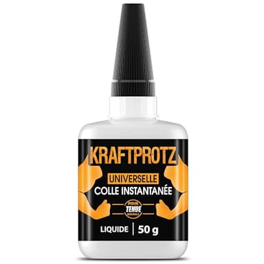 Colle forte extra fluide 50 g – colle super glue pour réparations précises & fissures capillaires – résistante à l’eau & à la chaleur – plastique, métal, bois, verre – KRAFTPROTZ