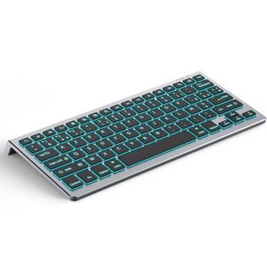 CACOE Clavier Bluetooth pour MacOS, iPadOS et iOS, Éclairage 7 Couleurs, Bluetooth 3 Canaux, pour iPad 10e Génération/iPad Air/Pro/Mac Mini, AZERTY Clavier Mac, Gris