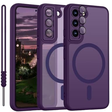 Pour Samsung Galaxy S22 Plus Coque compatible avec MagSafe, Coque pour téléphone portable pour Samsung Galaxy S22 Plus Magnétique Matte Touch Protection de l'appareil photo Antidérapant Résistant aux