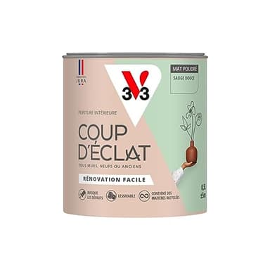 V33 Peinture murale intérieure Coup d'Éclat® Sauge douce Mat Poudré 0,5L