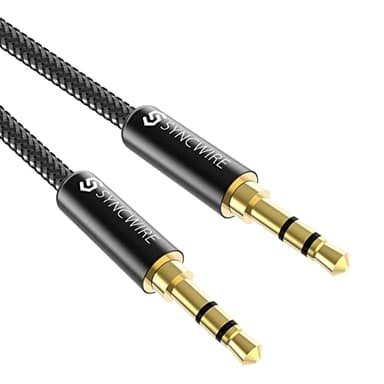 SYNCWIRE Câble auxiliaire 3,5 mm - Câble jack 0,5 m pour écouteurs, Apple iPhone, iPod, iPad, Echo Dot, autoradio, smartphones, lecteurs MP3 et plus encore - Nylon, noir