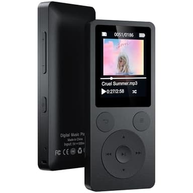 64Go Lecteur MP3 Bluetooth 5.3 – MP4 Haut-Parleur Intégré, Baladeur MP3 avec Touches Physiques (Retour/Menu/Volume), Léger 37g. Radio FM, Enregistreur Vocal, Design Mini, Son HiFi, Jusqu‘à 128Go