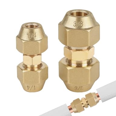 SUPAWAY Lot de 2 raccords doubles pour tuyaux en cuivre de 1/4'' et 3/8'' pour climatisation, raccordement de tuyau en cuivre pour climatiseur, extension de tuyau en cuivre pour climatisation sans
