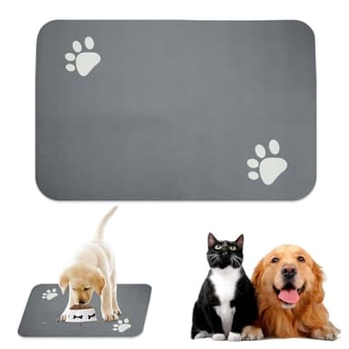 Tapis Chat Gamelle Absorbant 40 × 60 cm - Antidérapant, Lavable, en Terre de Diatomée - Pour Chien et Chat - Nettoyage Facile
