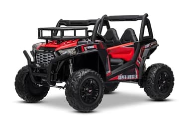 RIRICAR Voiture électrique Enfants 24V 2 Places UTV avec télécommande 2,4 GHz, Rouge, Buggy électrique Enfant, Moteurs 2 X 200 W, Batterie Lithium, lumières LED, Roues EVA Souples, Lecteur MP3/USB/SD
