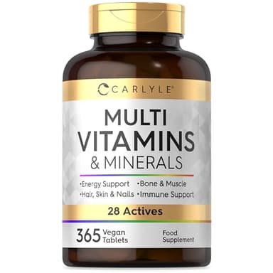 Multivitamines et Minéraux | 28 Vitamines et Minéraux Essentiels Avec Zinc Selenium Magnesium B6 Vitamine C | 365 Comprimés Vegan | Multivitamines Hommes et Femme | Par Carlyle