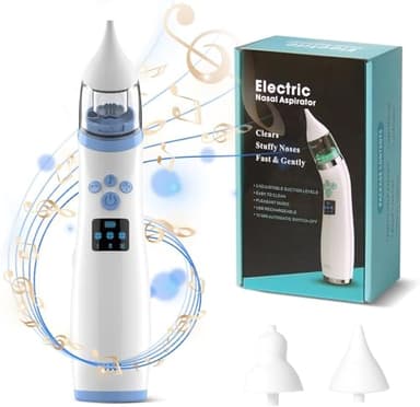 LuLuanping Mouche Bebe Electrique, X10 Mouche Bébé, 3 Forces D'aspiration, 2 Embouts Silicone, Rechargeable, Musique Et Lumière, Nomade, pour Nouveau-nés et Tout-Petits