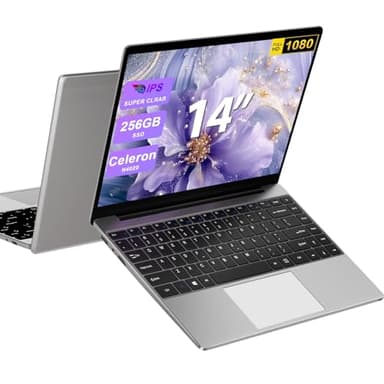 bvate 2025 Newest Ordinateur Portable 14 Pouces PC Portable Win11 256 Go Soutien Extension SSD 1TB(TF-512Go) Celeron N4020 Laptop avec 5G WiFi Mini HDMI BT4.2 inclut AZERTY Membrane-Gray