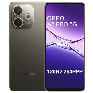 OPPO A5 Pro 5G 8+256Go, IA Smartphone Android Débloqué, Dimensity 6300, Écran 120Hz 6,67" LCD, IP69, Batterie 5800mAh, SUPERVOOC 45W, Caméra AI 50MP Téléphone, AI LinkBoost, NFC, Dual SIM, Noir