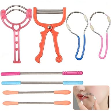 MINGBOLIN 8 Pièces Epilateur Visage Femme,Ressort Epilation Visage Femme Épilateur Visage Femme Epilateur Moustache Femme Épilateur Cheveux du Visage,Outil de Beauté pour Joues,Menton,Lèvre Supérieure