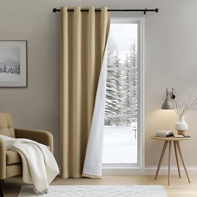 MIULEE Rideau Thermique Isolant Anti Froid et Chaleur avec Doublure, Taupe Rideau de Porte Isolant Thermique Lot de 1 (L 140 x H 225 CM), Double Rideaux Occultant et Thermique Epais 132x225 CM
