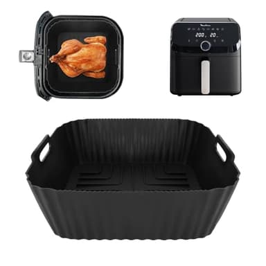 Moule Silicone Air Fryer Friteuse pour Moulinex Friteuse à air, Très grande capacité de 7.5L EZ8558F0, Réutilisable Accessoires Plat Panier Silicone pour Moulinex 7,5L Ninja Max Pro 6,2L AF180EU