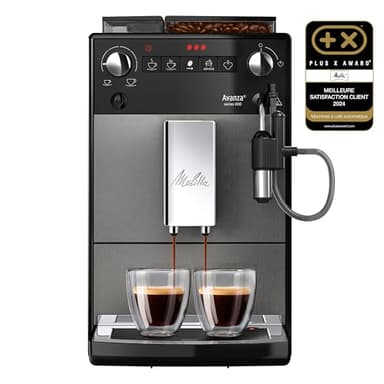 Melitta Avanza Grise, Machine à Café à Grain avec Broyeur et Système d'Extraction des Arômes, Silencieuse, Fonction Easy Cappuccinatore, Mode 1 à 2 Tasses, Automatique, F270-100, 1450W