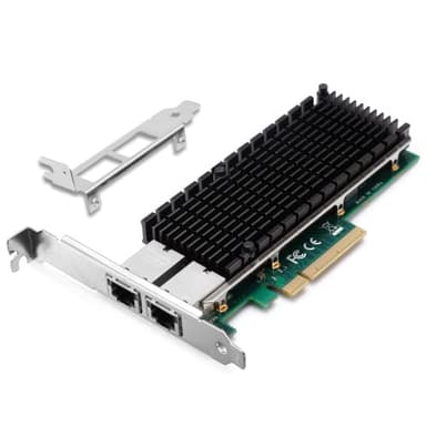 XZSNET Carte réseau 10Gb PCIe pour Intel X540-T2, Carte LAN 10G avec contrôleur Intel X540, 2 Ports RJ45, Adaptateur Ethernet PCI Express x8, Compatible avec Windows/Windows Server/Linux/Freebsd.