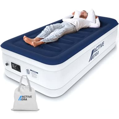 Active Era Matelas Gonflable 1 Personne – Confort Ultra Doux, Finition Luxe, Lit Gonflable avec Pompe Électrique, Support Stable & Surface Floquée Haut de Gamme – 99×188×36.5 cm