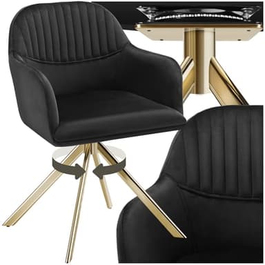 TecTake® Chaise pivotante de Salle à Manger Moderne Fauteuil Salon Velours Chaise Ergonomique Rembourrée Confortable Chaise Design Meuble Salon pour Salle à Manger, Salon, Coiffeuse, Chambre, Cuisine