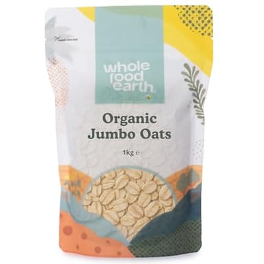Wholefood Earth Flocons d’avoine géants bio - 1 kg - Végans - Sans OGM - Riches en fibres - Certifiés biologiques