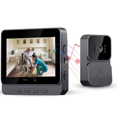 Sonnette sans Fil avec Camera 1080P Visiophone sans Fil avec écran IPS De 4.3 Pas de WiFi Requis Interphone Video Vision Nocturne Infrarouge Sonnette Extérieure sans Fil et Ecran Microphone Intégré