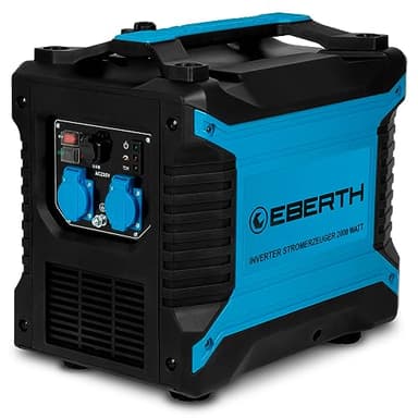 EBERTH Générateur d'Électricité Inverter Silencieux 2000 W, Groupe Électrogène, Moteur à Essence 3 CV, 4 temps, 2x 230V et 2x prise USB, Technologie Inverter pour du Courant Sans Pics de Tension
