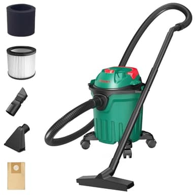 HYCHIKA 1000 W Aspirateur Eau Et Poussières, 3 en 1 Injecteur/Extracteur, Cuve : 12 l, Fonction de Nettoyage du Filtre, Fonction de Soufflage, Convient pour Les Petits nettoyages