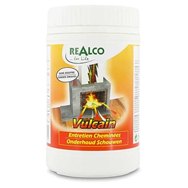 REALCO - Vulcain Entretien Cheminées - Poudre de Ramonage pour Poêles et Feux Ouverts - 1 Kg