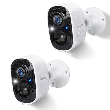 G-Homa Camera Surveillance WiFi Extérieure sans Fil Batterie, 2K IP Caméra Intérieure avec Vision Nocturne Couleur, Audio Bidirectionnel, Détection de Mouvement PIR, Sirène d'alarme, SD/Cloud, IP65