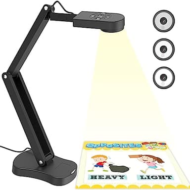 PAKOTOO 8MP USB Visualiseur & Camera de Documents, Caméra pc pour Les Enseignants avec Micro, Lumière LED à 3 Niveaux, Inversion d'image Haut et Bas, Gauche et Droite pour Apprentissage à Distance
