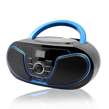 Lecteur CD avec Bluetooth, LP-D02 Radio FM Portable Stéréo avec Son Cristallin, Lecture MP3, Entrée USB et AUX, Prise Casque, Ecran LCD