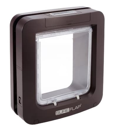 Grande chatière à Puce électronique pour Chats et Petits Chiens SureFlap Sure Petcare, Compatible avec Les médaillons d'identification par radiofréquence et micropuces, Marron