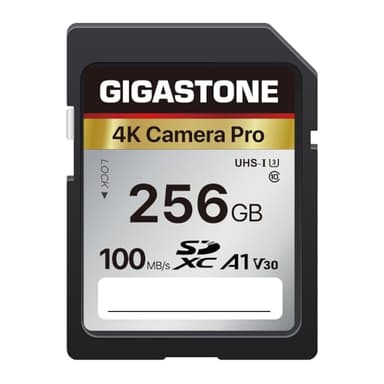 Gigastone Carte Mémoire SDXC 256 Go, 4K Pro Série, Vitesse de Transfert allant jusqu'à 100 Mo/s. Compatible avec Caméra Canon Nikon Sony Caméscope, A1 V30 UHS-I Classe 10 pour 4K UHD Vidéo