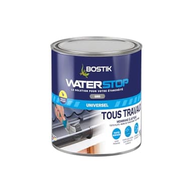 Bostik Waterstop Gris 1 kg – Membrane d’Étanchéité Toiture, Gouttières & Murs – Répare Fuites, Infiltrations & Fissures – Résistant UV & Intempéries