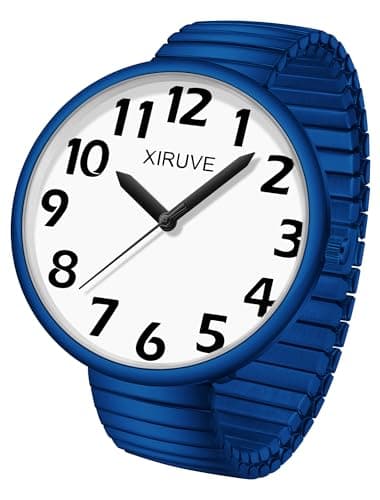 XIRUVE Femme Homme Facile à Lire Super Grand Cadran Chiffres Arabes Bracelet Élastique en Acier Inoxydable Montre à Quartz Analogique