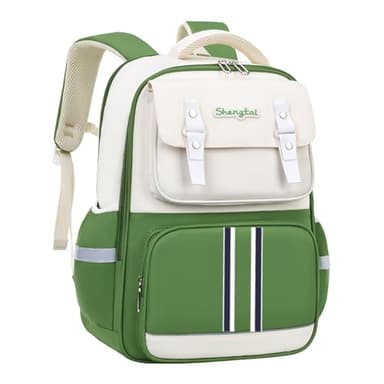 Amythe Sac à Dos Garçon Ergonomique Primaire, Cartable Enfant Scolaire avec Ceinture Poitrine, Sac Ecole Imperméable pour CP CE 6 à 10 ans-Vert