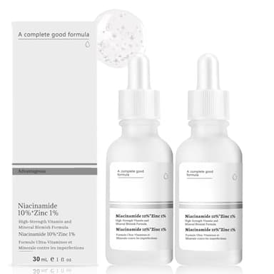 Niacinamide Serum, Niacinamide 10% + Zinc 1%, Serum Anti Tache Visage, Réduit Les Impuretés de la Peau, Réduit Pores Dilatés Visage, Réduit le Teint Terne pour Tous Types De Peau, 2pcs