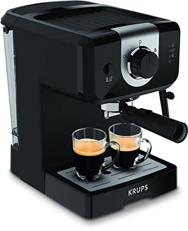 KRUPS Machine expresso café moulu, Cafetière expresso, 2 tasses en simultané, Pression 15 bars, Buse vapeur pour Cappuccinos et eau chaude, Opio noire XP320810