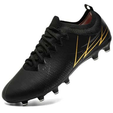 VLOOKST Chaussures de Football Homme Basket de Foot Crampons Chaussure de Foot Enfant Garçon Outdoor Chaussures de Sport Noir Or Taille 41