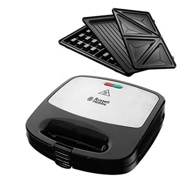 Russell Hobbs Appareil Croque Monsieur [Multifonction 3 en 1] Fiesta (Gaufrier, Sandwich, Gril, Plaques antiadhésives lavables au lave-vaiselle, extensible : cake pop, mini donut, churros) 24540-56