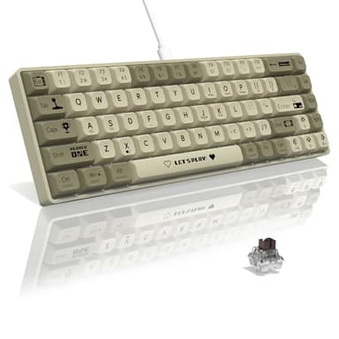 A.JAZZ AK680 Clavier de jeu mécanique filaire à 65% avec échange à chaud,68 touches portables anti-ghosting,éclairage arc-en-ciel programmable,sandwich EVA,ergonomique,interrupteur marron,MAC/WIN-Gris