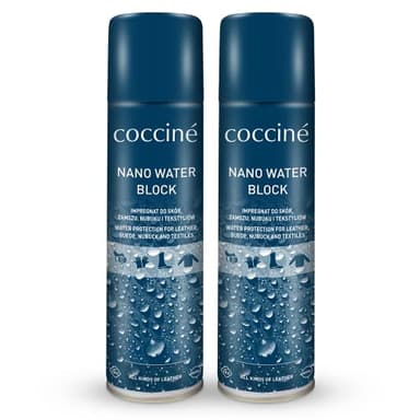 Coccine - Imperméabilisant Spray Chaussures Nano Water Block, Protecteur des Chaussures Pour Cuir, Textile, Outdoor, Imperméabilisation du Nubuck, Velours, Cuir Fleuri - 2 x 400 ml