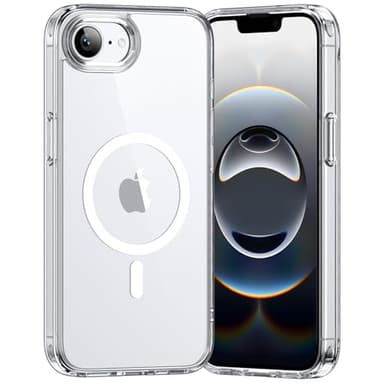 Opkiegrn Coque pour iPhone 16e, Compatible avec MagSafe Recharge sans Fil, Protection Antichoc, Anti-Jaunissement,Dos Anti Rayures PC Magnétique Étui Housse,Transparent