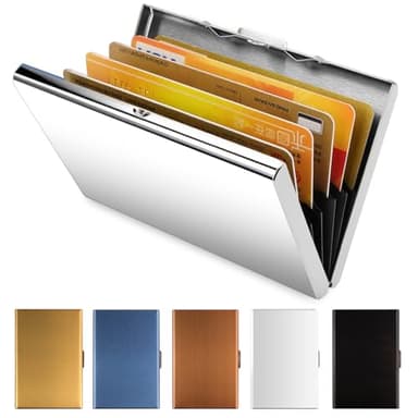 Vicloon Porte-Carte de Crédit,Visite Métallique avec la Technologie de Blocage RFID,Cool Etui de Carte de Visite Slim Métal - 6 Slots pour Vos Cartes de Crédit (Blanc)
